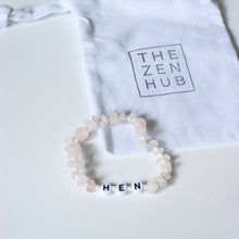 Load image into Gallery viewer, rose quartz personalised hen bracelet on white background