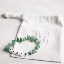 Load image into Gallery viewer, Virgo crystal healing bracelet in green aventurine position against white THE ZEN HUB bag